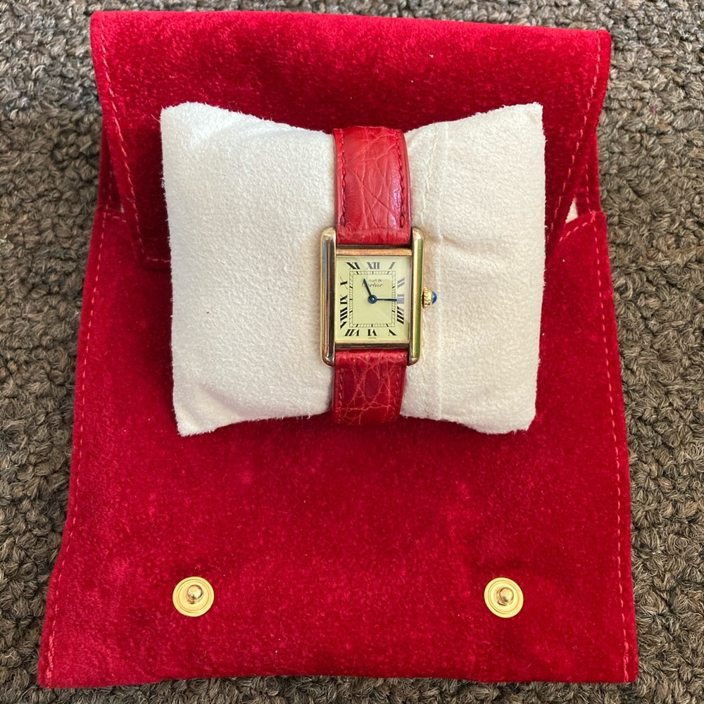Vintage must de Cartier tank quartz vermeil watch